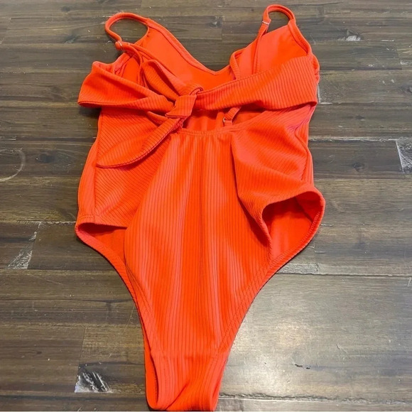 Xhiliration Orange One Piece Bikini Swimsuit Back Tie Small - Picture 2 of 3